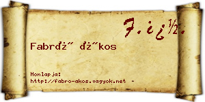 Fabró Ákos névjegykártya